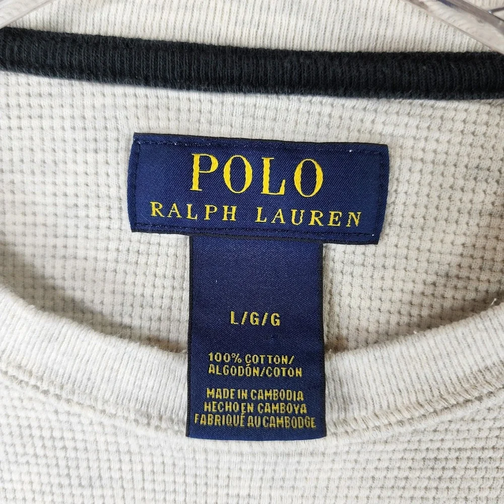 Polo Ralph Lauren Waffle‎ Knit Thermal Shirt Mens *M-L Light Gray Long Sleeve